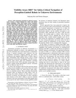 Visibility-Aware RRT* for Safety-Critical Navigation of Perception-Limited Robots in Unknown Environments