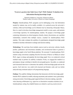 "It answers questions that I didn't know I had": Ph.D. Students'
  Evaluation of an Information Sharing Knowledge Graph