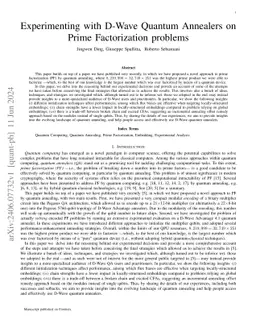Experimenting with D-Wave Quantum Annealers on Prime Factorization
  problems
