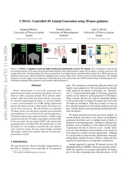 C3DAG: Controlled 3D Animal Generation using 3D pose guidance