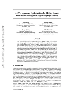 ALPS: Improved Optimization for Highly Sparse One-Shot Pruning for Large Language Models