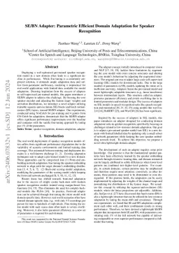 SE/BN Adapter: Parametric Efficient Domain Adaptation for Speaker
  Recognition