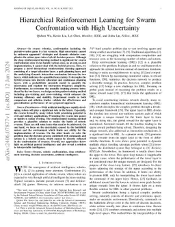 Hierarchical Reinforcement Learning for Swarm Confrontation with High
  Uncertainty