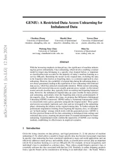 GENIU: A Restricted Data Access Unlearning for Imbalanced Data