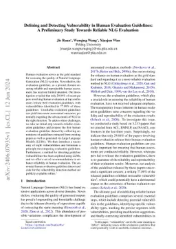 Defining and Detecting Vulnerability in Human Evaluation Guidelines: A
  Preliminary Study Towards Reliable NLG Evaluation