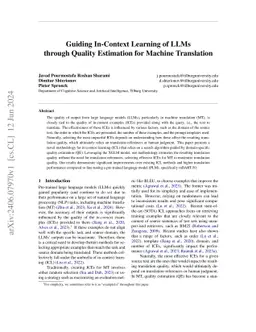 Guiding In-Context Learning of LLMs through Quality Estimation for
  Machine Translation