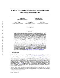 It Takes Two: On the Seamlessness between Reward and Policy Model in
  RLHF
