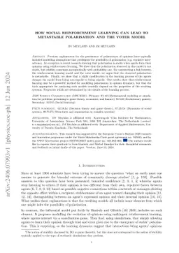 How social reinforcement learning can lead to metastable polarisation
  and the voter model