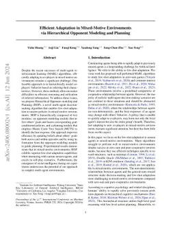 Efficient Adaptation in Mixed-Motive Environments via Hierarchical
  Opponent Modeling and Planning