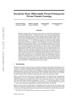 Differentially Private Prototypes for Imbalanced Transfer Learning