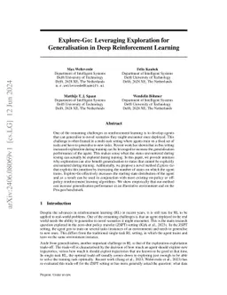 Explore-Go: Leveraging Exploration for Generalisation in Deep
  Reinforcement Learning
