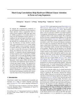Short-Long Convolutions Help Hardware-Efficient Linear Attention to
  Focus on Long Sequences