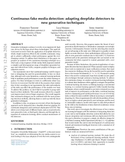Continuous fake media detection: adapting deepfake detectors to new
  generative techniques
