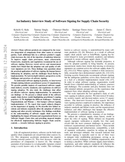 An Industry Interview Study of Software Signing for Supply Chain Security