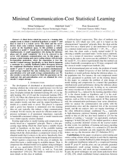 Minimal Communication-Cost Statistical Learning