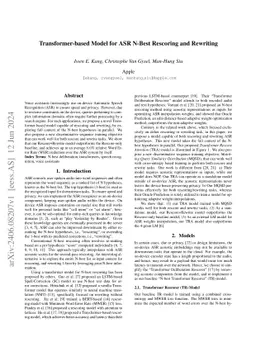 Transformer-based Model for ASR N-Best Rescoring and Rewriting