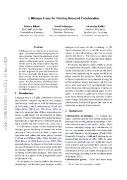 A Dialogue Game for Eliciting Balanced Collaboration