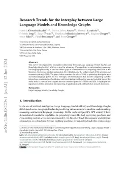 Research Trends for the Interplay between Large Language Models and
  Knowledge Graphs