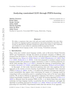 Analyzing constrained LLM through PDFA-learning