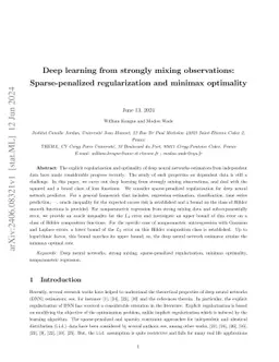 Deep learning from strongly mixing observations: Sparse-penalized regularization and minimax optimality