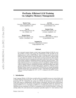 ProTrain: Efficient LLM Training via Memory-Aware Techniques