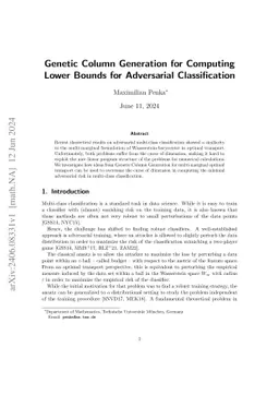 Genetic Column Generation for Computing Lower Bounds for Adversarial
  Classification