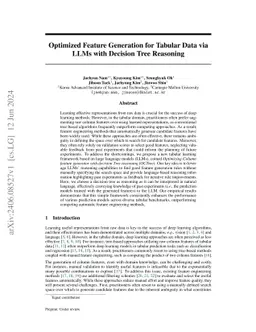 Optimized Feature Generation for Tabular Data via LLMs with Decision
  Tree Reasoning