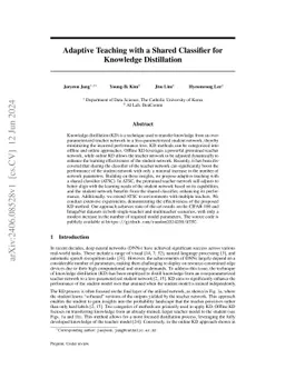 Adaptive Teaching with Shared Classifier for Knowledge Distillation