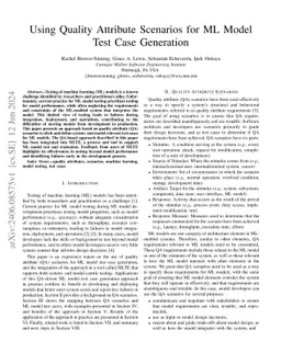 Using Quality Attribute Scenarios for ML Model Test Case Generation