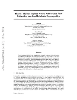 HDNet: Physics-Inspired Neural Network for Flow Estimation based on
  Helmholtz Decomposition