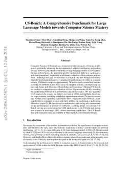 CS-Bench: A Comprehensive Benchmark for Large Language Models towards Computer Science Mastery