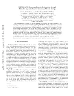 MEMO-QCD: Quantum Density Estimation through Memetic Optimisation for
  Quantum Circuit Design