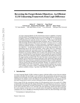 Reversing the Forget-Retain Objectives: An Efficient LLM Unlearning
  Framework from Logit Difference