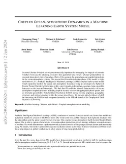 Coupled Ocean-Atmosphere Dynamics in a Machine Learning Earth System
  Model