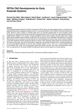 PETSc/TAO Developments for Early Exascale Systems