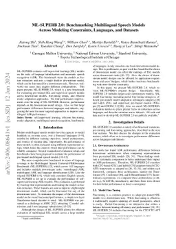 ML-SUPERB 2.0: Benchmarking Multilingual Speech Models Across Modeling
  Constraints, Languages, and Datasets