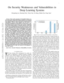On Security Weaknesses and Vulnerabilities in Deep Learning Systems