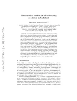 Mathematical models for off-ball scoring prediction in basketball