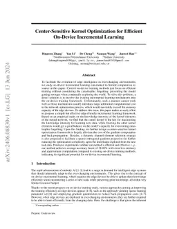 Center-Sensitive Kernel Optimization for Efficient On-Device Incremental
  Learning