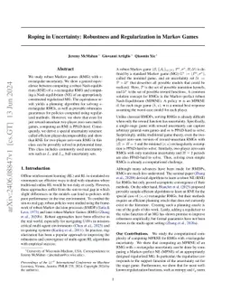 Roping in Uncertainty: Robustness and Regularization in Markov Games