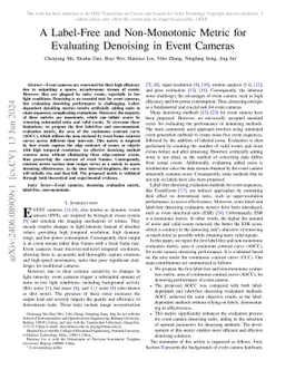 A Label-Free and Non-Monotonic Metric for Evaluating Denoising in Event
  Cameras