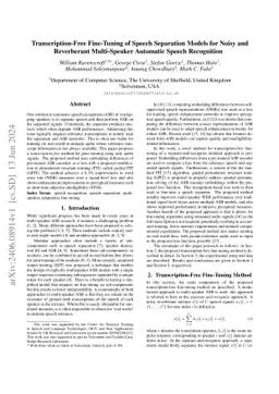 Transcription-Free Fine-Tuning of Speech Separation Models for Noisy and
  Reverberant Multi-Speaker Automatic Speech Recognition