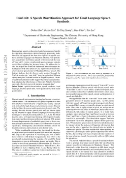 ToneUnit: A Speech Discretization Approach for Tonal Language Speech
  Synthesis