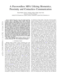 A Passwordless MFA Utlizing Biometrics, Proximity and Contactless
  Communication