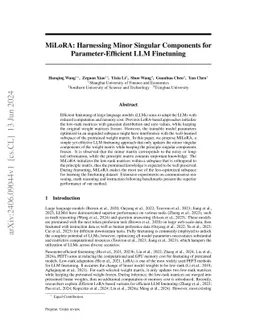 MiLoRA: Harnessing Minor Singular Components for Parameter-Efficient LLM Finetuning