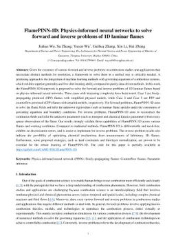 FlamePINN-1D: Physics-informed neural networks to solve forward and
  inverse problems of 1D laminar flames