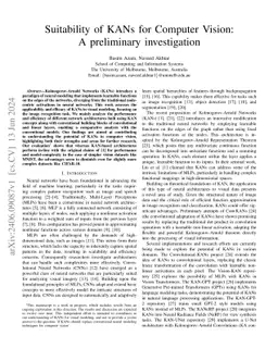 Suitability of KANs for Computer Vision: A preliminary investigation