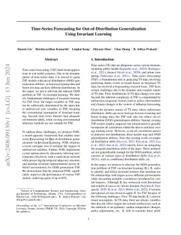 Time-Series Forecasting for Out-of-Distribution Generalization Using
  Invariant Learning