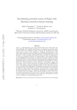 Investigating potential causes of Sepsis with Bayesian network structure learning