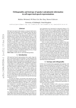 Orthogonality and isotropy of speaker and phonetic information in
  self-supervised speech representations